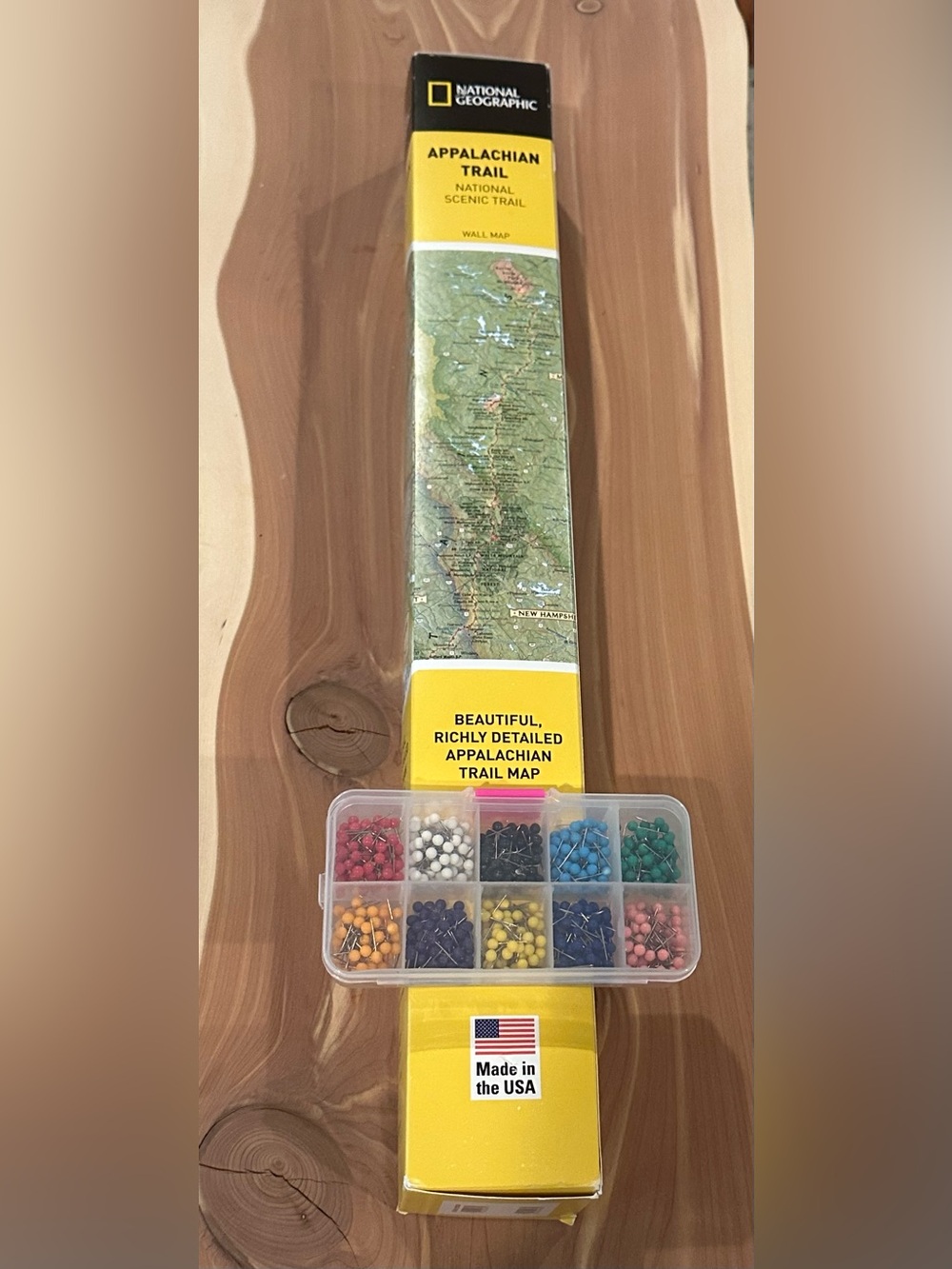 New w/ Tags National Geographic Appalachian Trail Wall Map with Map Pins